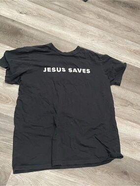 Black "Jesus Saves" Graphic Tee for Men